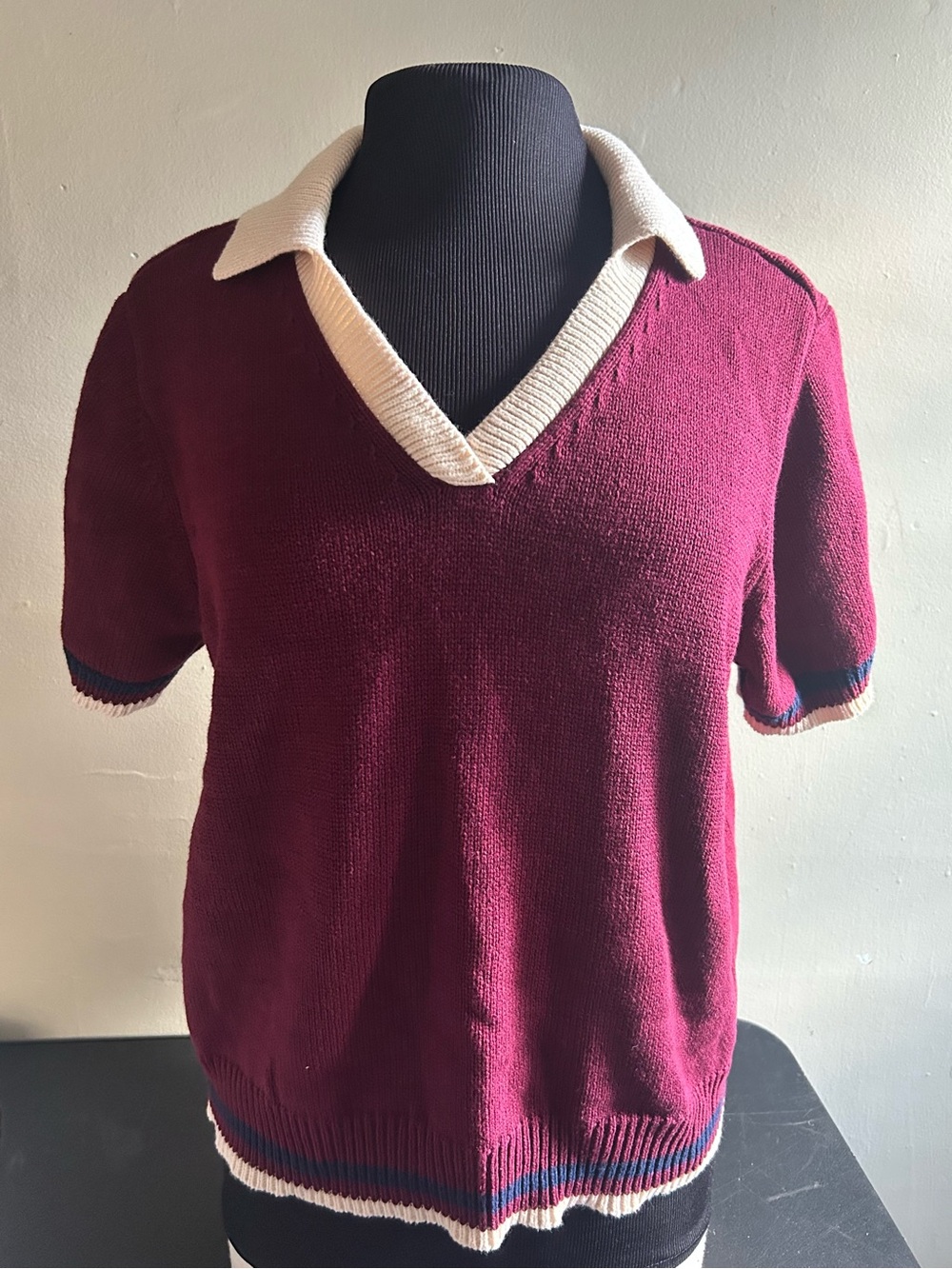 St. John's Bay Short Sleeve Knit Polo Sweater Red Burgundy Petite XXL - Picture 3 of 6